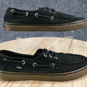 Vans Boat Shoes Mens 8/Women's 9.5 Black Canvas Gum Sole